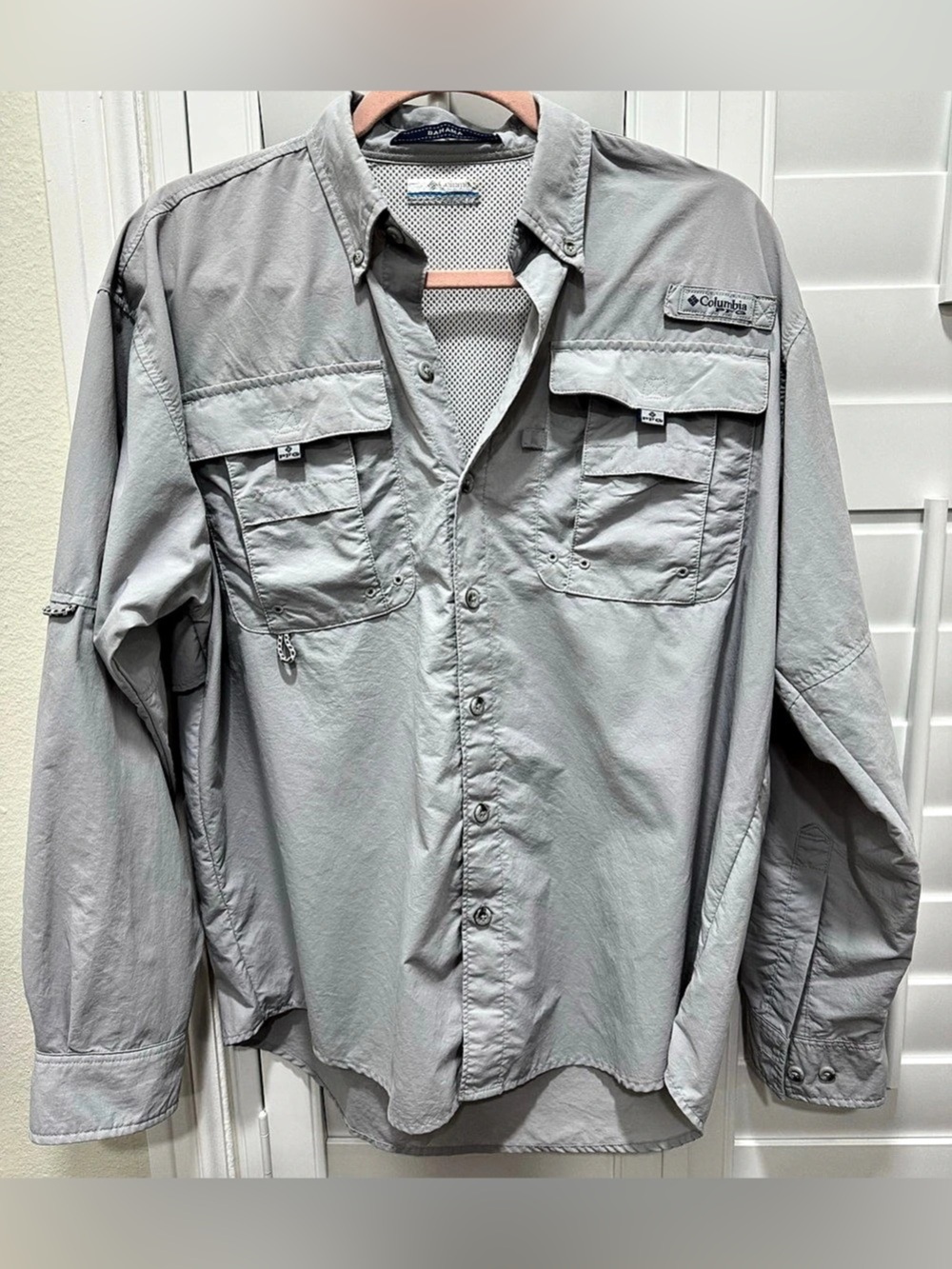 Columbia Men'Small PFG Bahama II Long Sleeve Shirt Gray Small